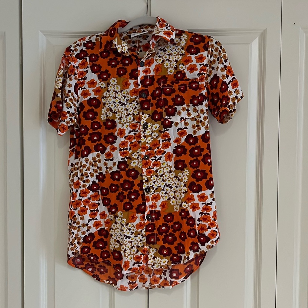 Her Pony The Label Orange Button Up Men’s Size S NWT w/Tote